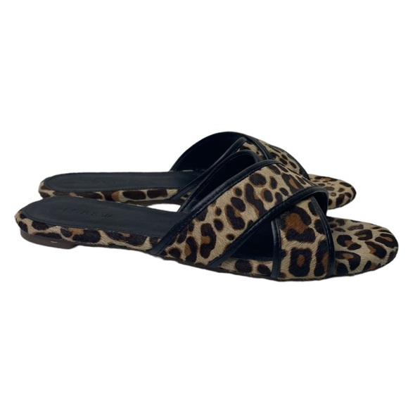 J. Crew Women’s Leather Leopard CrissCross Strap Sandals - Picture 4 of 9